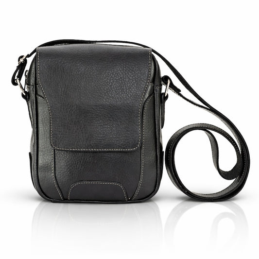 Borseta barbateasca Andreas&Beltmondo Miguel, piele naturala, design compact, negru, 17x8x21cm