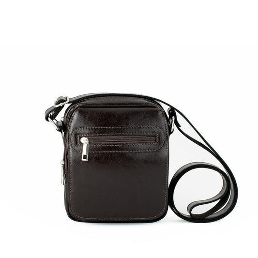 Borseta barbati Adelin din piele naturala, 17x19x8 cm, compartimentata, casual, Fabricat in Romania