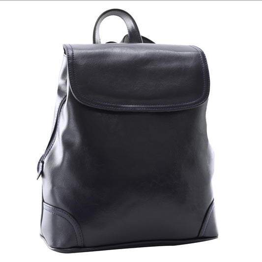 Rucsac, Antonia, piele, naturala, albastru dama, compartimentat, durabil, 25x29x12