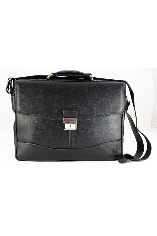 Servieta barbati, Catania, negru, piele naturala